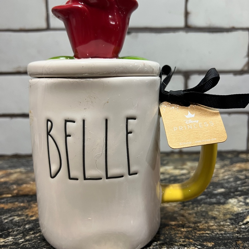 Rae Dunn Belle Mug with Red Rose Lid